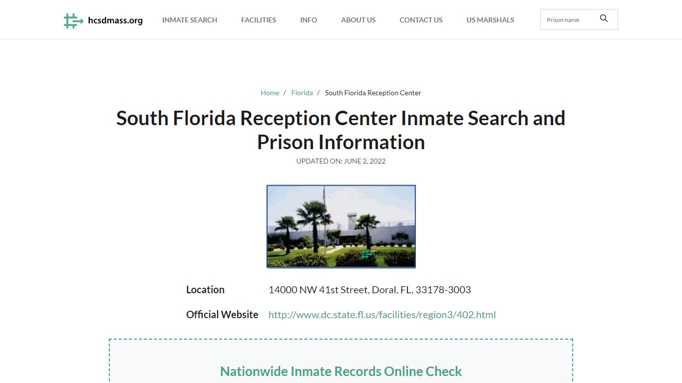 South Florida Reception Center Inmate Search, Visitation ...