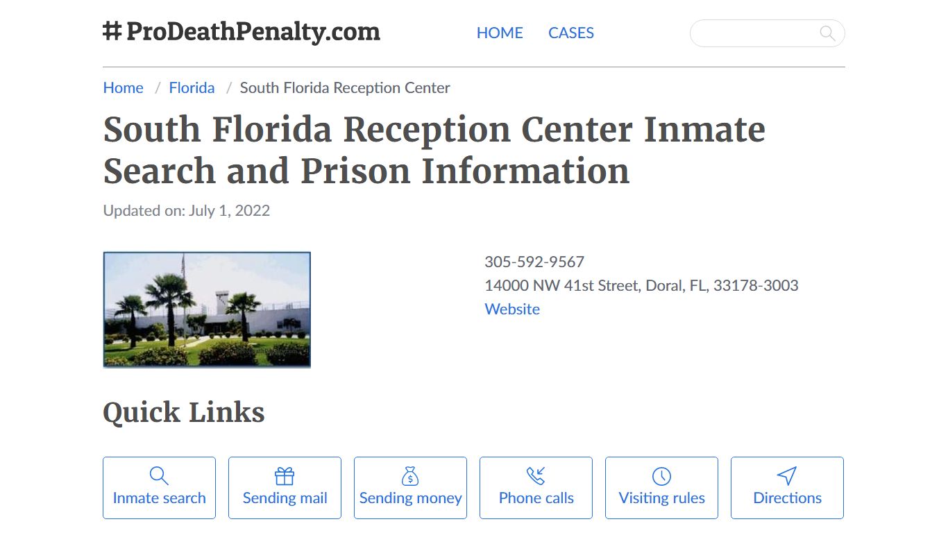 South Florida Reception Center Inmate Search, Visitation ...